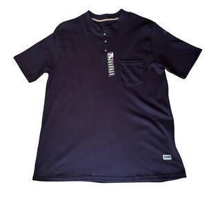 NATIONAL SAFETY APPAREL FR Short Sleeve Henley Shirt Navy Blue Mens X-Large